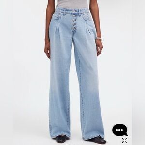 Madewell superwide jeans, vintage light wash, button front edition